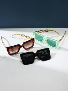 3 对复古方形波西米亚风格塑料镜框男女通用时尚眼镜