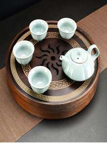 Round Tea Set Tea Plate Accessories Chinese Natural Bamboo Tea Tray Water Storage Kung Fu Tea Board