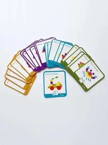 155件木製拼圖塊套裝 - 幾何形狀拼圖玩具,提供嬰兒啟蒙,蒙特梭利益智玩具和24張卡片 - 彩色 - 查看 7