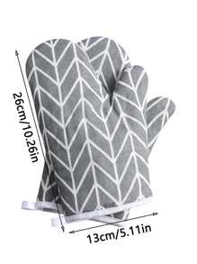 1入組北歐風格耐高溫家用微波爐手套加厚廚房高溫防燙烤箱專用手套(單只) - 灰色 - 查看 6