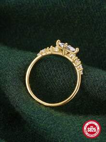 1入組銀戒指 925 蝴蝶簇狀立方氧化鋯金戒指女式婚禮訂婚派對高級珠寶戒指禮物