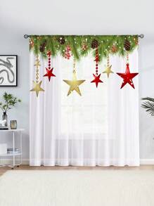1 Pieza Cortina De Gasa Decorativa Para Ventanas De Ambiente Festivo En El Hogar