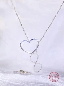 3入組925 銀&氧化鋯甜美風&耳環和項鏈套裝,完美適用於女性日常通勤或者簡約風首飾類穿著和送禮