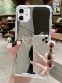 1pc Anti-Drop Mirror Phone Case With Three Hearts Design Compatible With IPhone - Multicolor - View 2
