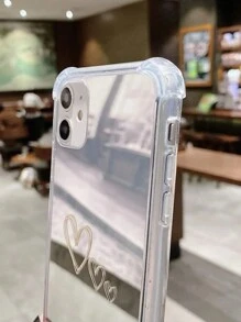 1pc Anti-Drop Mirror Phone Case With Three Hearts Design Compatible With IPhone - Multicolor - View 3