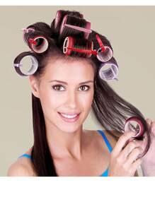 卷发器套装，4个装，自粘式卷发器，配4个鳄鱼夹，适用于长发、中长发、短发、厚发、细发、薄发、刘海等，打造蓬松效果，沙龙级美发工具，DIY发型，返校季必备，旅行度假必备，美发配件，卷发器，卷发梳，卷发器，卷发产品，卷发工具 - 咖啡 - 查看 3