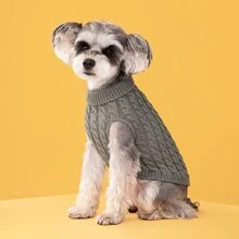 1pc Knitted Sweater With Twist Pattern For Autumn And Winter, Suitable For Large, Medium, And Small Pets - Dark Grey - View 1