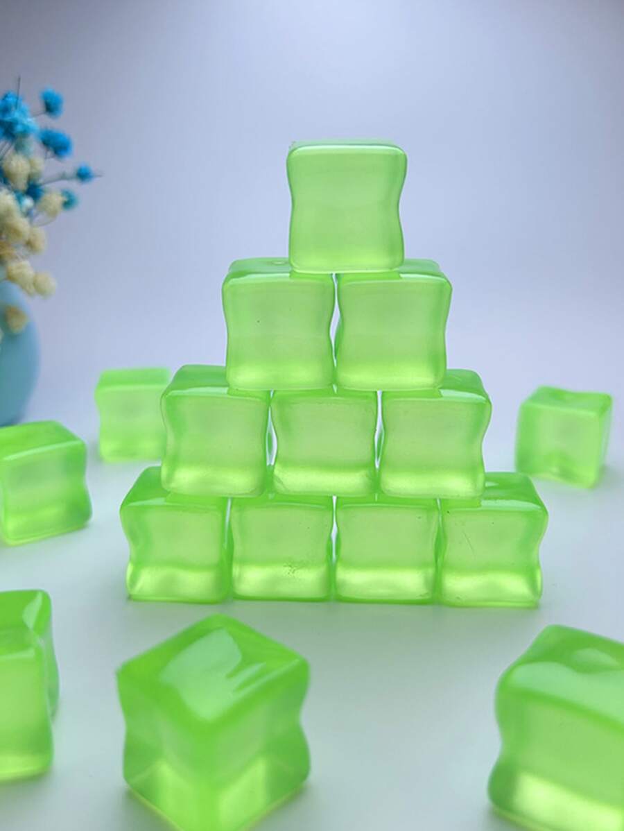 20 件發光模擬冰塊用於餐桌裝飾、花瓶和攝影餐桌填充道具 - 綠色 - 查看 1