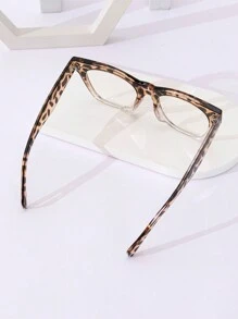 Fashionable Large Frame Glasses With & Plano Lens - Coffee Brown - View 4