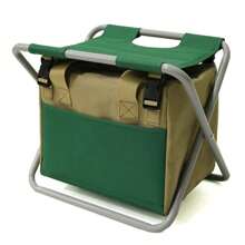 Taburete Plegable De Jardín Con Bolsa De Almacenamiento Para Herramientas De Jardinería, Asiento Multifuncional Al Aire Libre, Silla De Pesca - Caqui - Ver 2