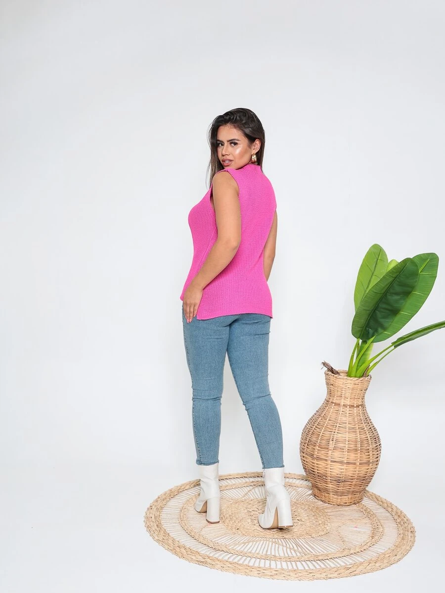 Women Knit Tops - Hồng - Xem 1