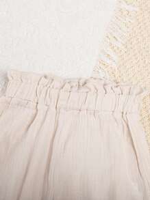 Young Girl Bow Shoulder Peplum Cami Top & Wide Leg Pants
