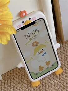 有趣的3D花和可愛的鴨子設計手機殼，適用於蘋果iPhone - 米色 - 查看 2