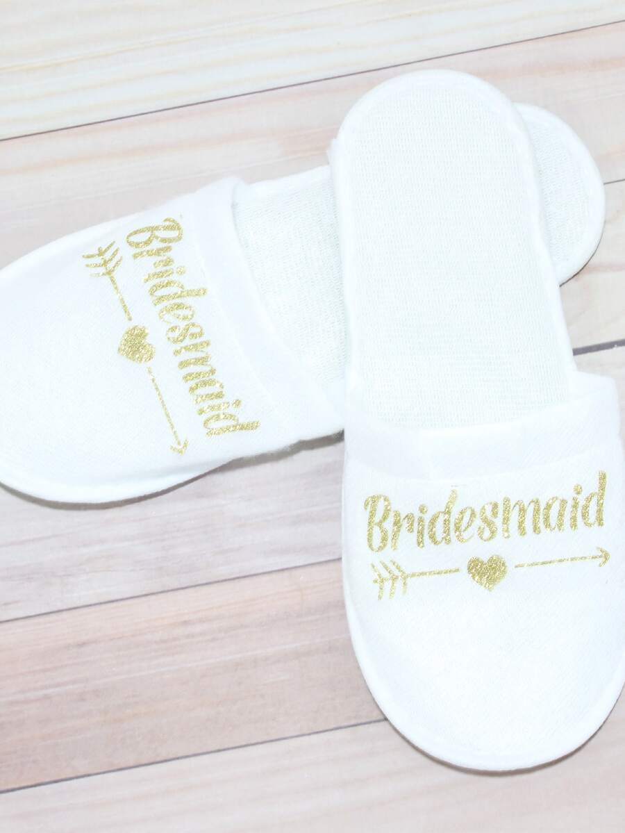 1 Par De Zapatillas De Boda Desechables - Dorado - Ver 1