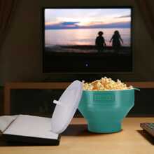 Silicone Popcorn Maker Bowl, Foldable Microwave Popcorn Popper Bowl, Dishwasher-safe - Cadet Blue - View 7