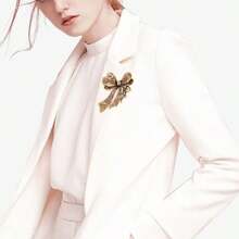 1pc Rhinestone Brooch, Vintage Bowknot Decor Women's Accessory Pin - pink diamond - View 3