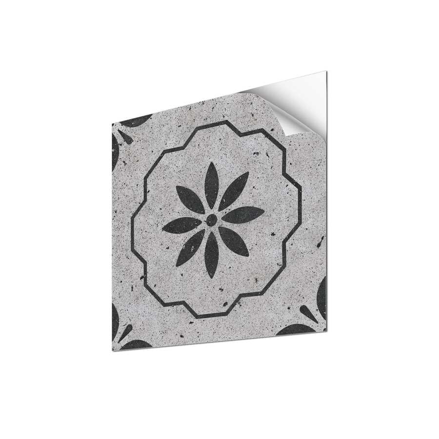 Alwayspon 啞面花卉紋理塑料地牆磁磚貼膜,自粘式,剝離並貼上防滑防濺背景牆裝飾增厚 Pvc 地磚,水泥花 12 英寸 X 12 英寸 / 30x30 公分 - 水泥黑白 - 查看 1