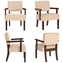Accent Chair Set of 2 with Table, Living Room Chairs with Soft Seat and Armrests for Living Room Bedroom Reading Room Waiting Room (Beige)