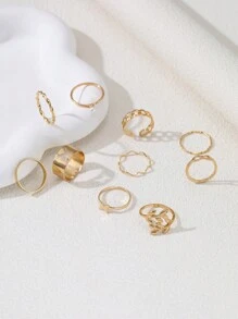 10pcs/set Women's Daily Wear Rings - Gold - View 4