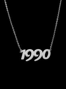 1 pc Fashion Style Steel Color Year Digital Time Pendant Necklace for Women's Daily Wear