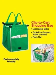 Foldable Tote Supermarket Durable Trolley Cart Pack - Green - View 4