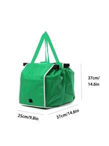 Foldable Tote Supermarket Durable Trolley Cart Pack - Green - View 2