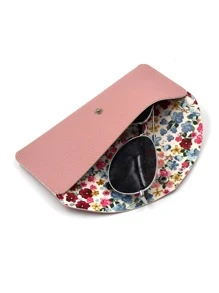 1pc Candy Color Women Floral Pattern Snap Button Detail Fashion Glasses Bag For Storage Boho Pink Valentine's Day Valentines - Pink - View 5