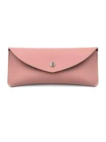 1pc Candy Color Women Floral Pattern Snap Button Detail Fashion Glasses Bag For Storage Boho Pink Valentine's Day Valentines - Pink - View 4