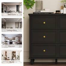 White Chest of Drawers 9 Drawer Chest Dresser Wood Dresser with Wood Leg & Gold Handles, for Bedroom Closet ( Assembly required )