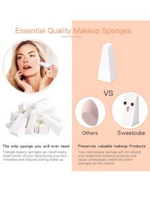24PCS Triangles Shaped Cutting Blender Makeup Cosmetics Sponge Latex-Free Makeup Sponge Both Wet And Dry Triangle Cosmetic Puff Soft Makeup Sponge Blender - White - View 8