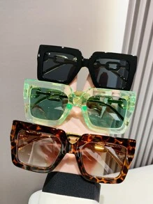 3 对复古方形波西米亚风格塑料镜框男女通用时尚眼镜