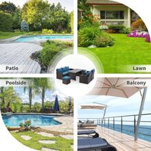 6 Pieces Patio Furniture Sets Clearance, Patio Dining Sofa Set Outdoor Sectional Sofa Conversation Set All Weather Wicker Rattan Couch Dining Table & Chair Blue - Blue - View 5