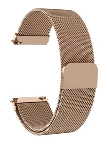 1入組玫瑰金不鏽鋼網狀錶帶，適用於 Samsung/Huawei/Garmin 智慧錶 - 玫瑰金 - 查看 1