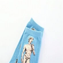 4pairs/Set Men's Cartoon Galaxy & Painting Print Mid-Calf Creative Socks, Fall - Multicolor - View 5