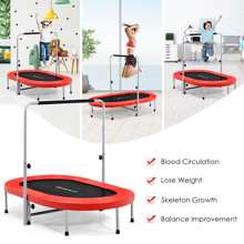 Goplus 50'' Trampoline for 2 People Foldable Rebouncer w/Adjustable Handrail - 紅色 - 查看 4