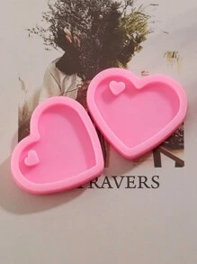 4 个心形树脂硅胶钥匙扣模具复活节情人节模具爱心钥匙扣礼物硅胶糖翻转模具带 20 个钥匙扣用于 DIY 钥匙扣装饰、自制甜点 - 粉色 - 查看 5