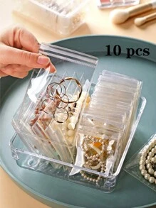50/30/20/10 peças Sacos de Jóias de PVC, Brincos Anti-Oxidação, Brincos de Pino, Caixa de Jóias para Colar, Bolsa de Armazenamento Selada Portátil para Viagem