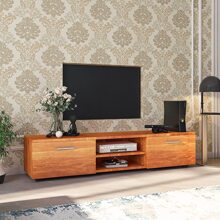 QQD TV Stand With UV High Glossy Front Modern Entertainment Center TV Stand For 65 70 Inch TV Television Stands With 2 Doors Media Cabinet For Living Room Bedroom