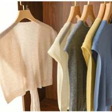 全季節女士夏季時尚針織披肩,適用於空調房間,肩膀包裹等 - 卡其色 - 查看 5