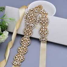 gold rhinestone dress belt - Champagne - View 3