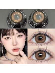 Star Brown Contact Lenses Color Contact Lenses 1pair Soft Lenses Suitable For Women's Daily Dress Up 6 Months Use Halloween Costume Cosplay - Brown - View 5