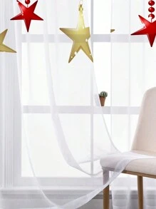 1 Pieza Cortina De Gasa Decorativa Para Ventanas De Ambiente Festivo En El Hogar