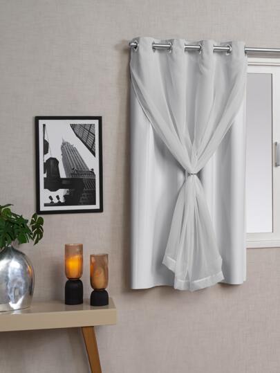 Cortina Para Sala Blackout com Voil Quarto Cozinha 1,40M x 1,30M Várias Cores