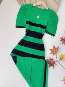 Women Sweater Dresses - 綠色 - 查看 3