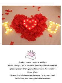 1pc LED Letter Light A-Z 26 Letters 0-9 Arabic Numerals, Red Heart, Pink Heart, Suitable For Birthday Party Decoration, Wedding Decoration, Decoration, Gift Decoration, Party Decoration Outdoor Lights Fairy Lights Christmas Decoration,Christmas Lights,Fairy Lights