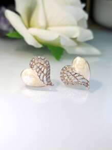 1 Pair Fashion Zirconia Teardrop Heart Stud Earrings (Suitable For Women's Casual Gifts And Daily Wear) - Multicolor - View 3