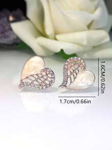 1 Pair Fashion Zirconia Teardrop Heart Stud Earrings (Suitable For Women's Casual Gifts And Daily Wear) - Multicolor - View 5