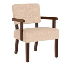 Accent Chair Set of 2 with Table, Living Room Chairs with Soft Seat and Armrests for Living Room Bedroom Reading Room Waiting Room (Beige)