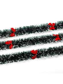 1 件 2 米绿色和白色边缘圣诞雪花装饰针织条，圣诞丝带流苏装饰，圣诞节 - 紅色 - 查看 9