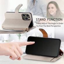 1入組愛心造型單色多功能多卡槽拉鍊錢包式手機保護殼,具有防摔和耐磨特性,適用於蘋果和三星型號,不同型號有不同孔位,請以實際收到商品為準。